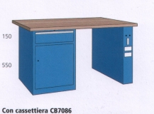 2000x800x870mm werkbank beuken werkblad met 1 lade+1 deur